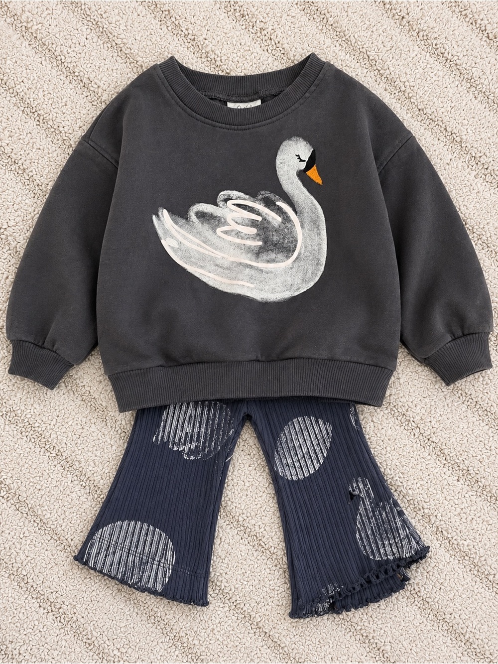Zara Charcoal Sweatshirt and Navy Printed Pants Set